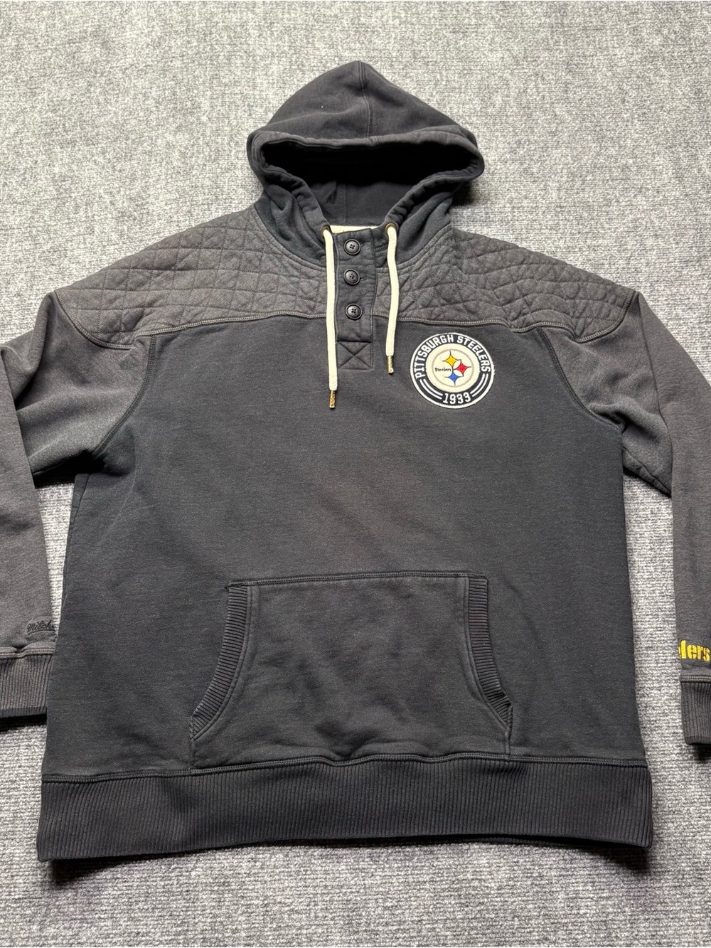 Mitchell & Ness Pittsburgh Steelers Hoodie Mens 2XL Black Throwbacks NFL